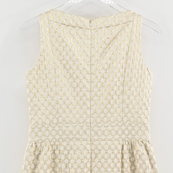 Ralph Lauren Metallic Pleated Dress Size 6 Gold Fit Flare Sleeveless Party LRL - Picture 12 of 14